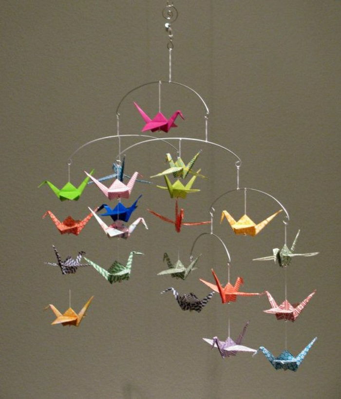 farebné origami žeriavy-Mobile