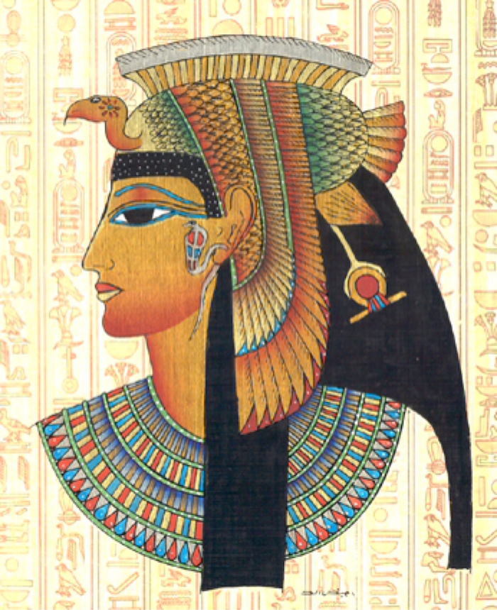 pharaonin bild på en papyrus fantasin av den gamla egypten av kleopatra