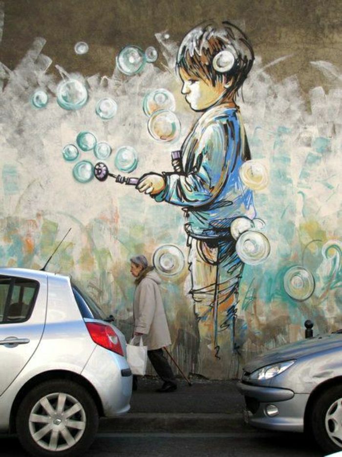 Serin grafiti çocuk kabarcık fırça