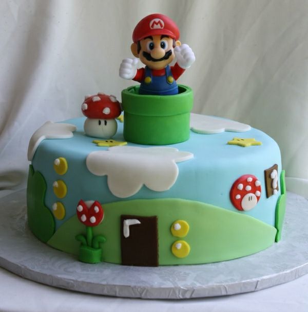 cool-pyragai-papuošti - Birthday Party-vaikai-dideli-pyragai-tvarka-super-Mario simbolių