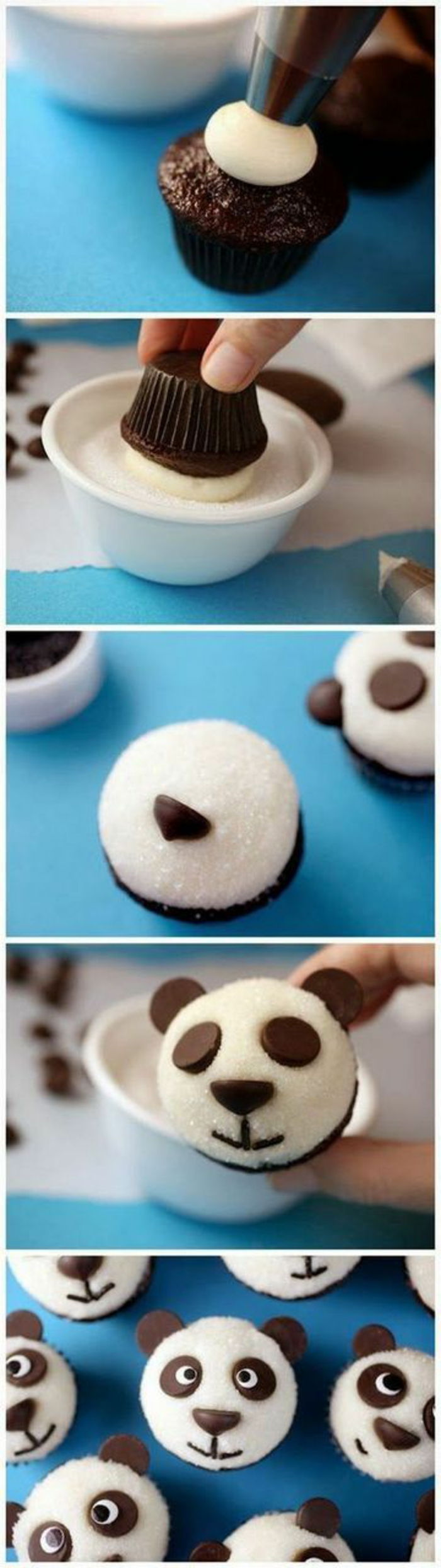 Beyaz krema ve kakao çöp ayı ile çikolata cupcakes