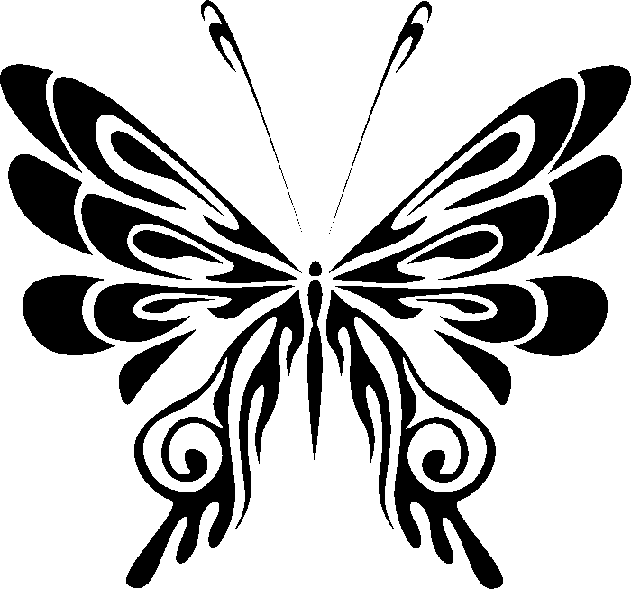 Pažvelk į šį drugelio temos tatuiruotę - čia yra juodas plaukioja drugelis su juodu dideliu sparnais