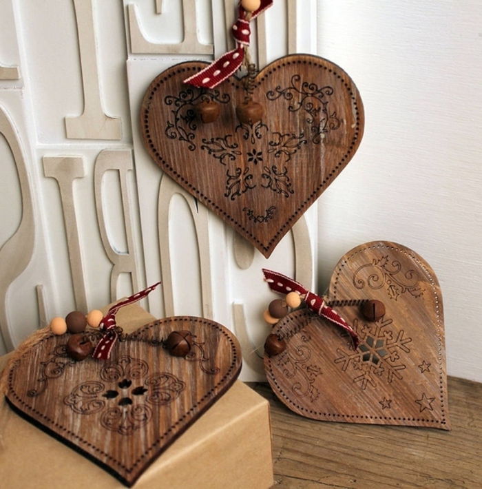 deco elementer laget av tre deco ideer for å lage hjerte form dekorasjon til jul