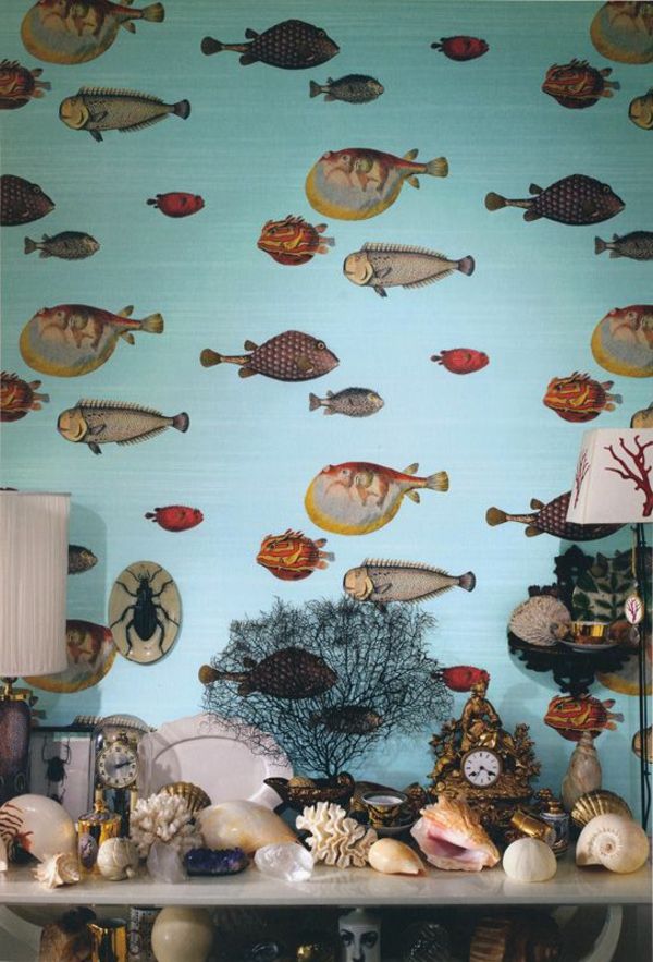 -design-wallpaper-idéer - designer wallpaper-med-fisk tapet design