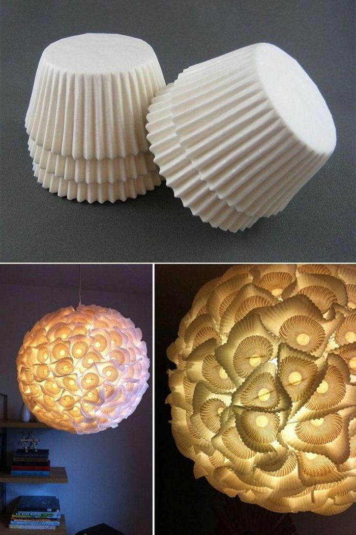 Lampenkappen maken van papieren bekers voor muffins, creatieve ideeën voor kopiëren