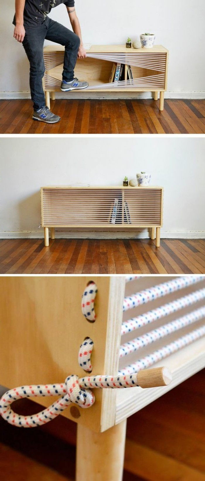 mobilier DIY do-it-yourself mobilier din lemn-frânghii mai mici dulap off-cu-