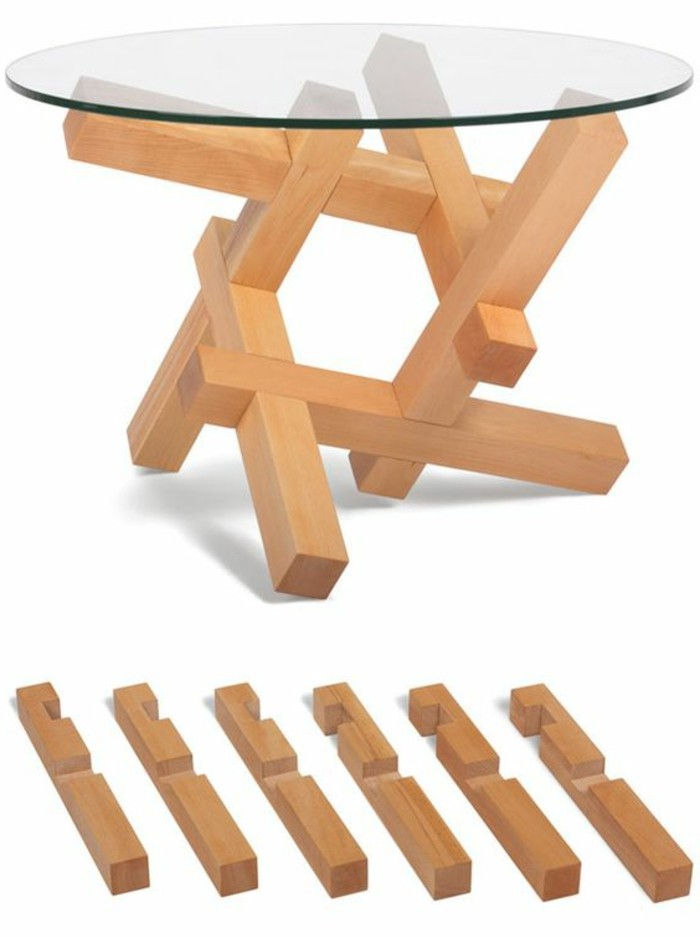 diy-Moebel-gör-det-själv Moebel-table-of-trä och glas