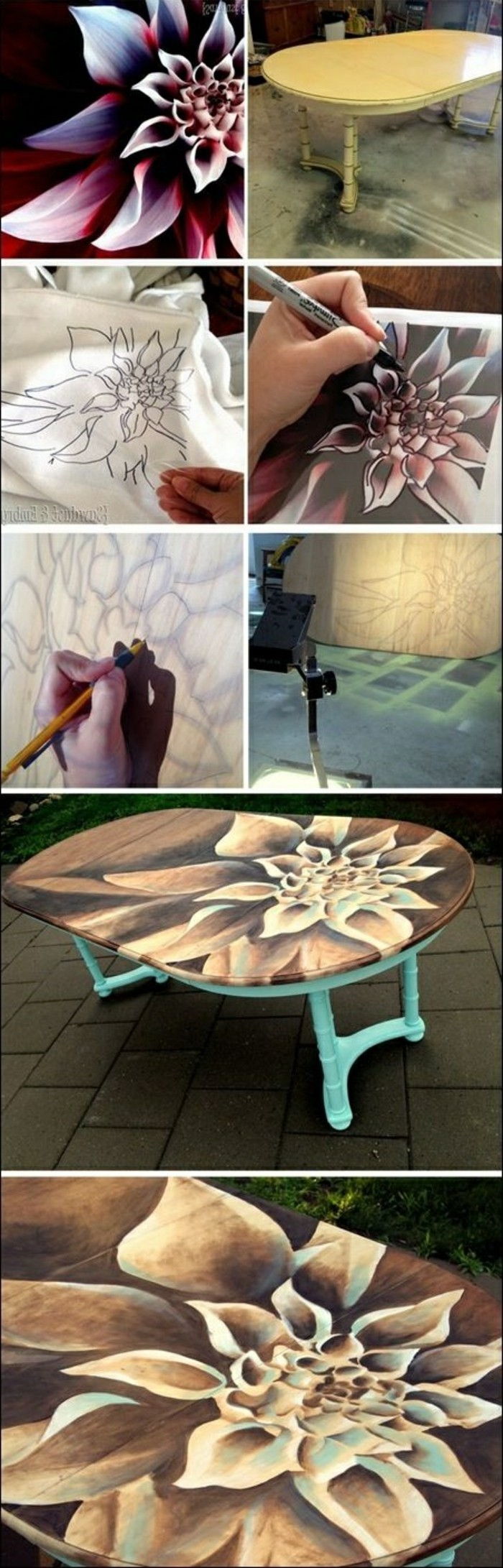 diy-Moebel-creative-wohnideen-table-dekorera med blommor-