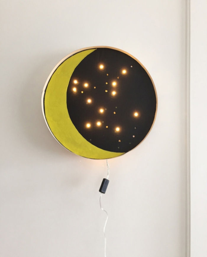 krásna nočná lampa - nočná obloha, mesiac a hviezda akcenty, nápady na DIY napodobňovať