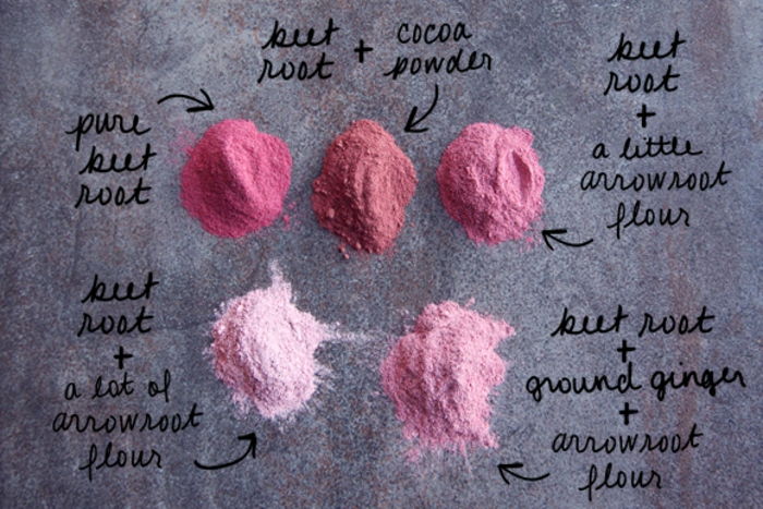 DIY make-up - rouge gjord av arrowroot, hibiskuspulver och kanel
