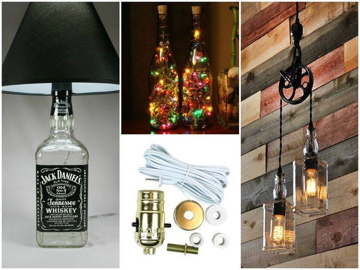 Vytvorte lampy zo sklenených fliaš, chladné DIY projekty pre tvorivých ľudí, materiály a inštrukcie