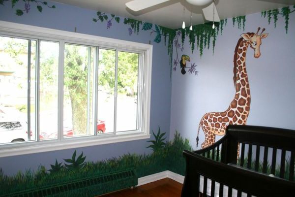djungel-barnkammare-fantastisk design och stora fönster