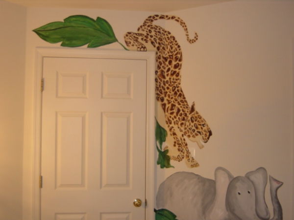 džunglo-vrtec-ustvarjalno-vrata-design-živalsko slikarstvo