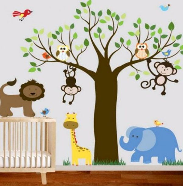 Jungle Nursery-Super Creative Wall Decor med målningar