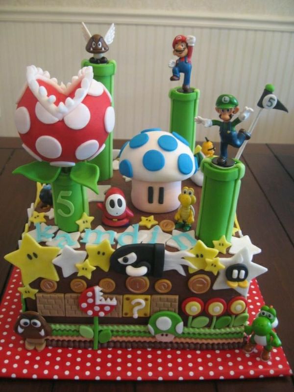 veiksmingų-pyragai-papuošti - Birthday Party-vaikai-dideli-pyragai-Užsakymo super Mario-charaktere-