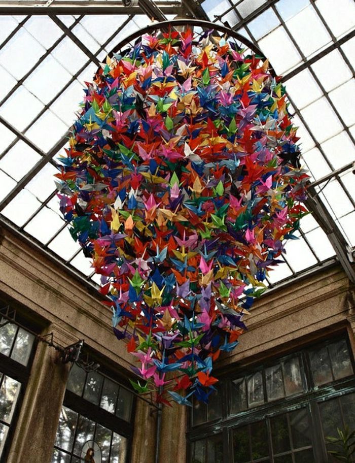 jeden tisíc origami žeriavy luster