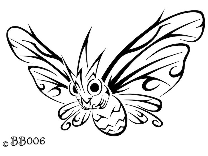 mielas mažas juodas skraidantis drugelis su didelėmis akimis ir sparnais - viena iš mūsų idėjų dėl drugelio tatuiruotės