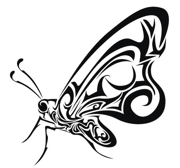 Čia rasite nedidelę juodą drugelį su ilgu sparnu - viena iš mūsų mėgstamų idėjų juodai drugio tatuiruotėi