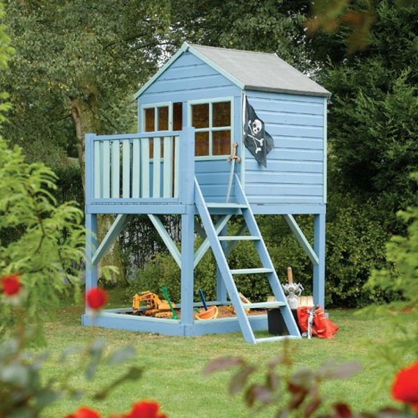 un-minunat-copil casa-to-play-the-gradina-in-albastru
