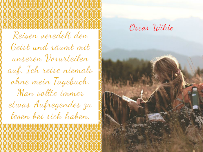 Čia rasite nuotrauką su nuostabia citata iš Oscar Wilde ir jauna moteris su kuprine