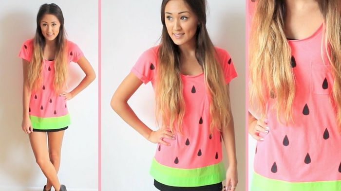 Vannmelon kostyme for å gjøre deg selv til en lang T-skjorte