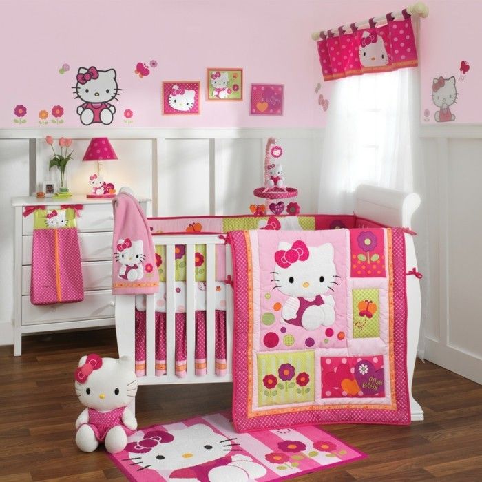 single-baby room-design-ružové-baby-posteľ-pre-dievčatá