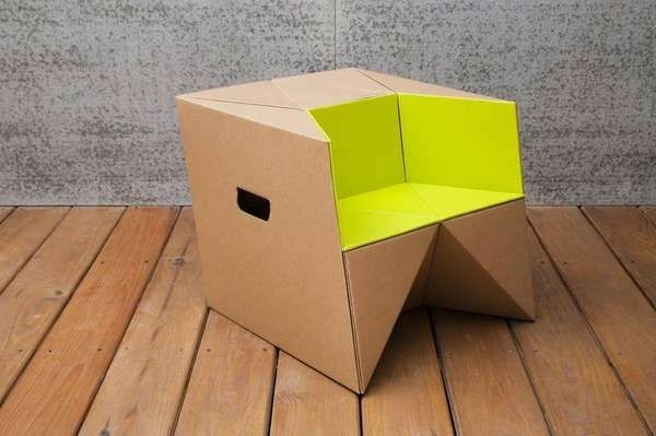 Zriadenie nápadov pohrať s prácou v lepenkových krabicích-- malej stoličky