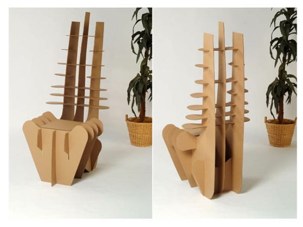Zriadenie nápadov pohrať s prácou v lepenkových krabicích-- stoličky