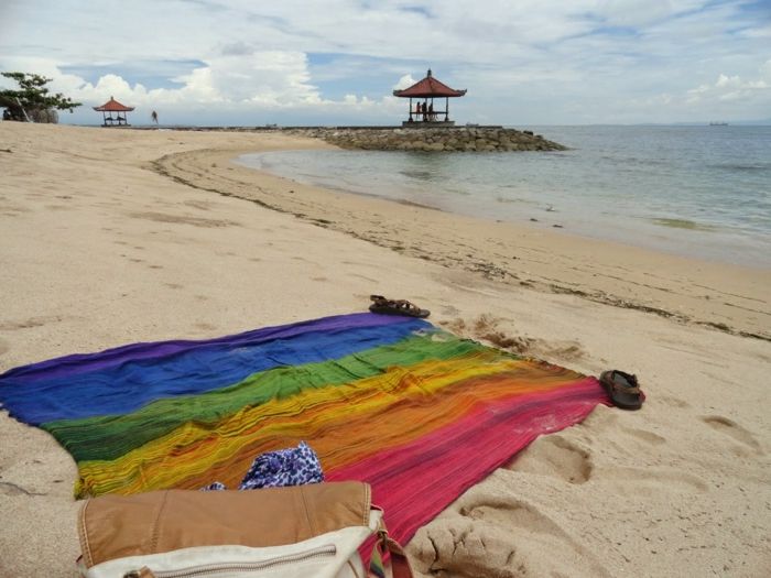 yalnız yalıtımlı-plaj havlusu renkli şeritler