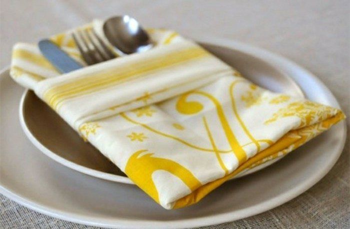 Elegantný nápad obrúsky v žlto-biela