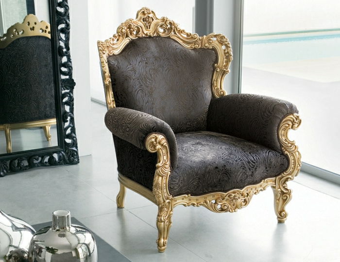 elegante barroco cadeira de moldura dourada design italiano