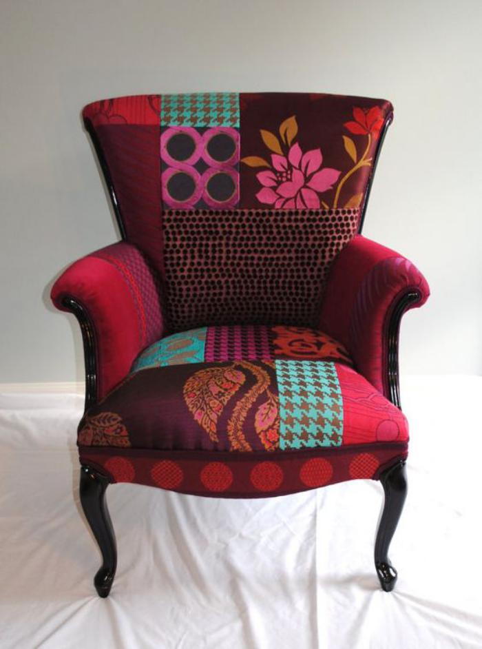 Elegant-stol med lapptäcke mönster