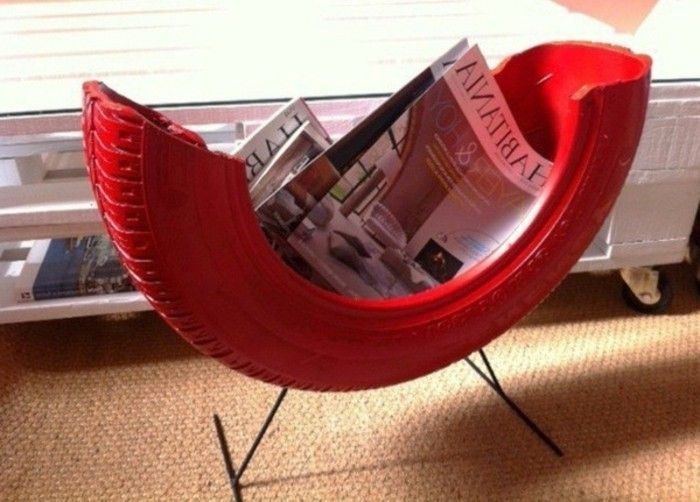 elegantno-stol-v-rdeče-uporabljajo pnevmatike recikliranje sodobne zasnove