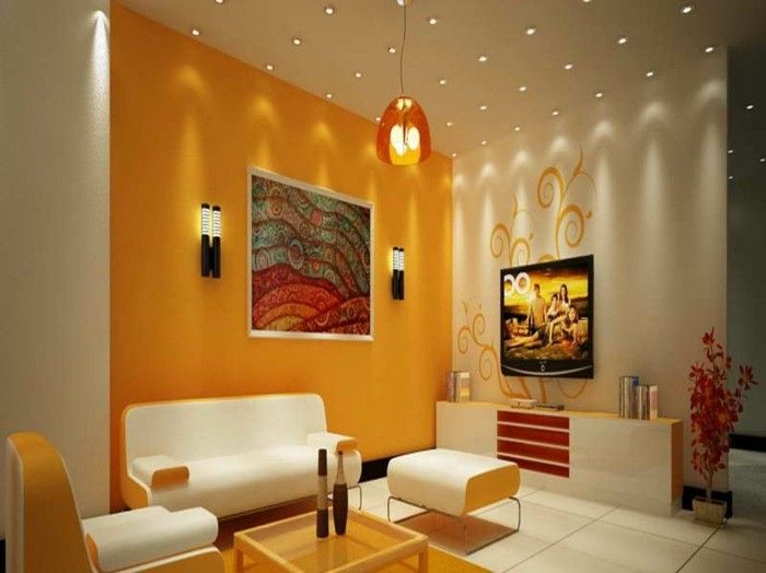 eleganten model-dnevna soba-oranžna-stene-super-belo-pohištvo