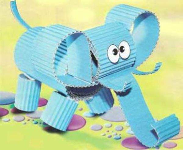 obrti ideje za vrtec - slon v modri barvi