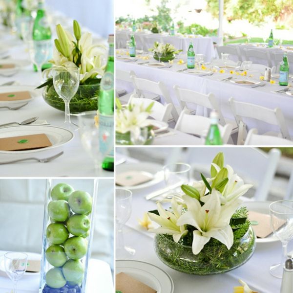 úžasný stolové dekorácie v zelenej a bielej Apfeldeko