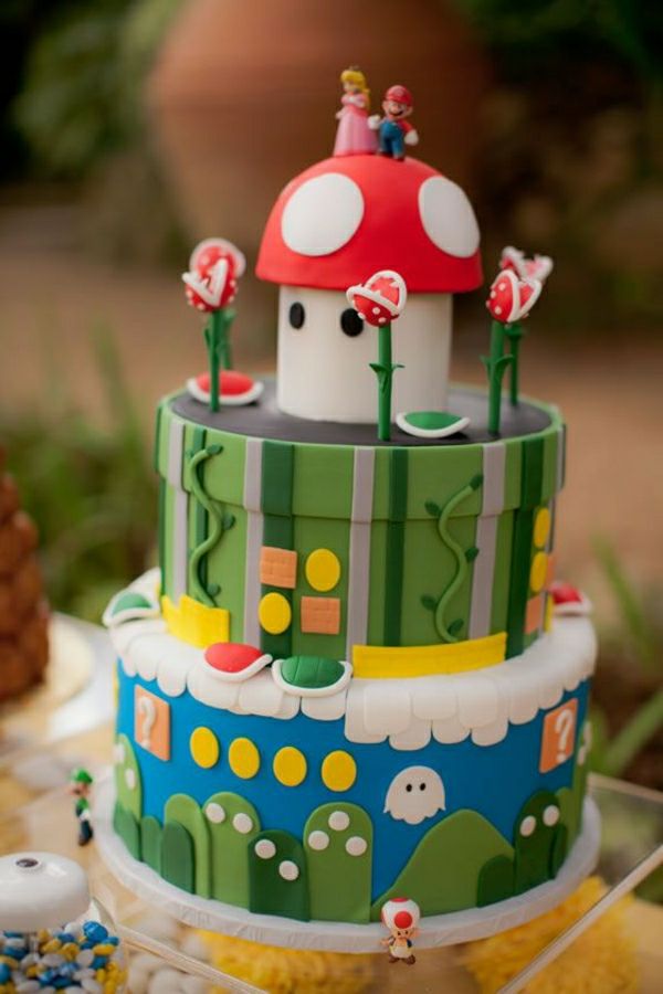 nuostabios-pyragai-papuošti - Birthday Party-vaikai-dideli-pyragai-Užsakymo super Mario-charaktere-
