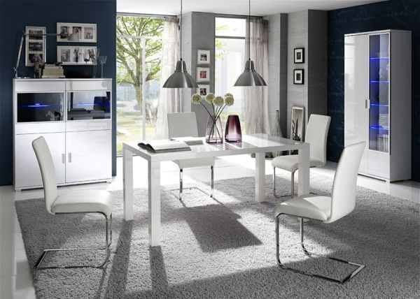 dining-møbler set-in-hvitt-spisestue stoler spisebord-design-ideer