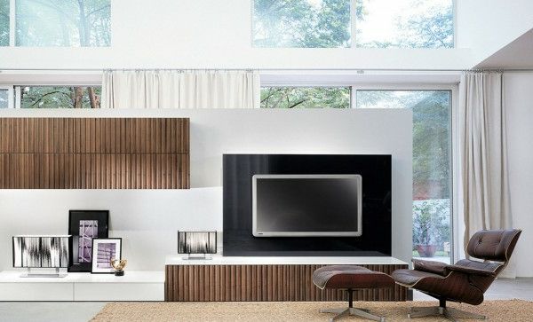 eksklusive tv-møbler moderne design stue med hvite vegger