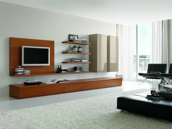 eksklusive tv-møbler moderne interiørdesign hvit teppe