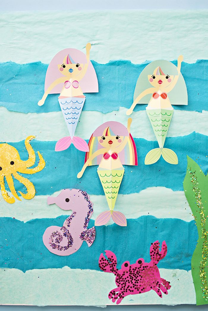 Morské panny, okopi, kraby a morské koníky z papiera, zábavné aktivity pre deti