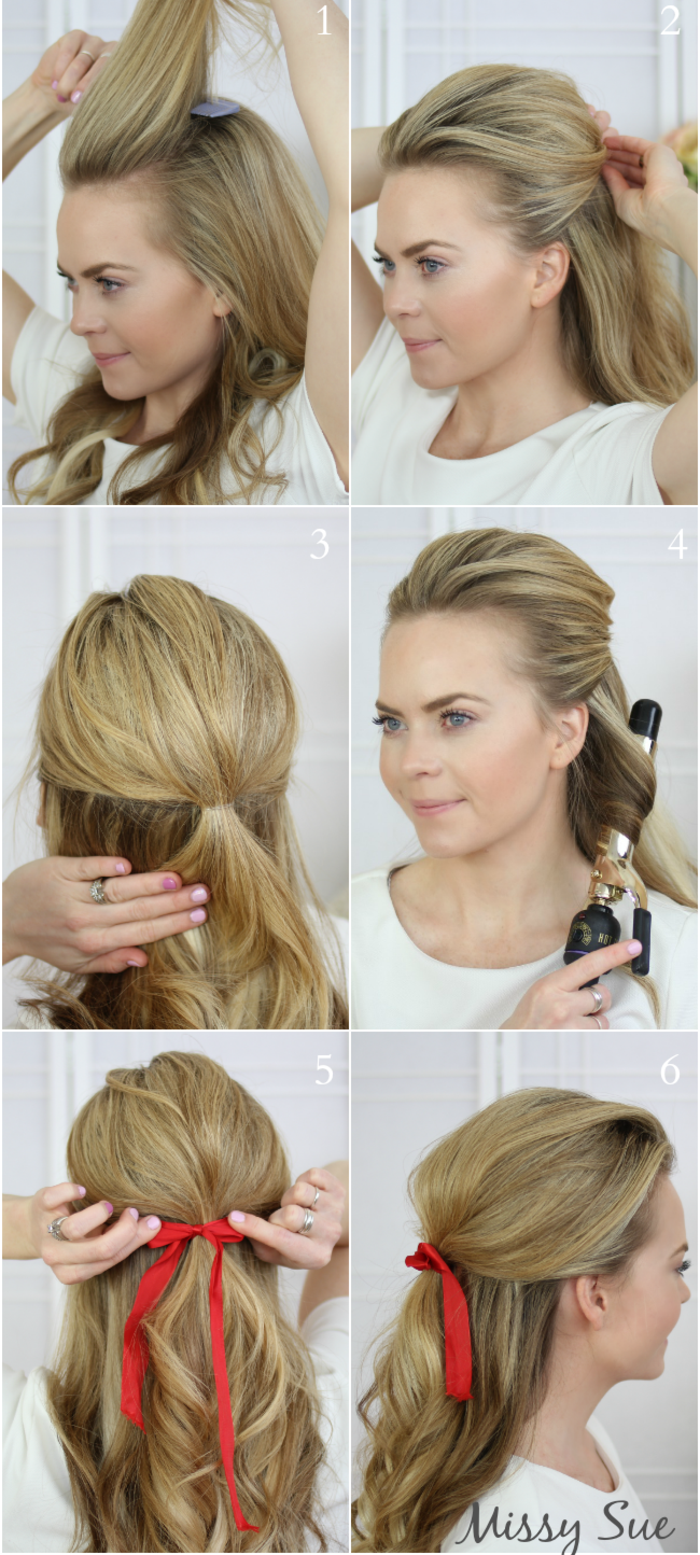 Enkel frisyr för omformning, detaljerade instruktioner i bilder, kvinna med långt mörkt blont hår