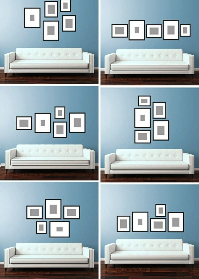 fotokollage-själv-göra-wise soffa-blue-wall-golv från trä