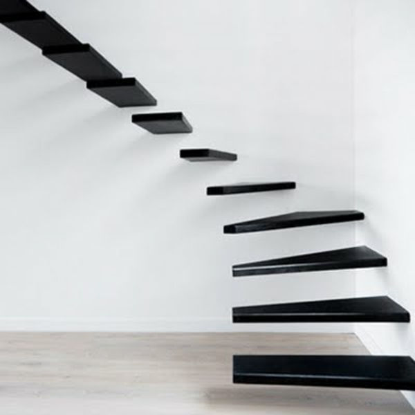 plavajočo stopnice-moderno-design-črna