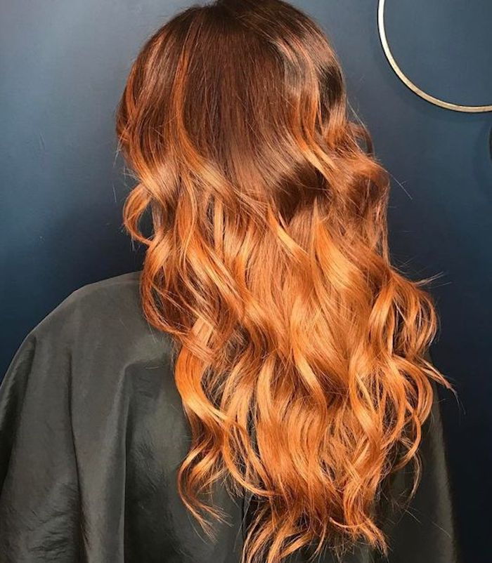 vidutinio ilgio šukuosenos, šiuolaikiški šukuosenos, oranžiniai plaukai, moterų šukuosena