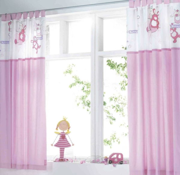 design gardiner dekorasjoner-rosenrød-farge-vakre barnas rom