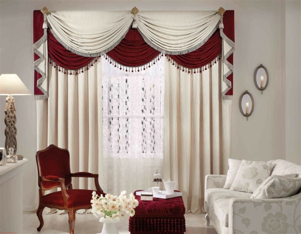 Combinação de vermelho e branco para um novo modelo de cortinas