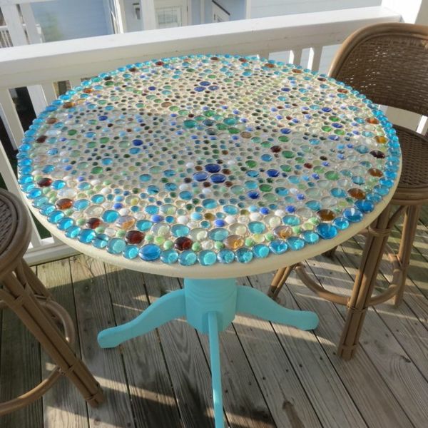 bahçe masa-bak yapımı mozaik ilginç