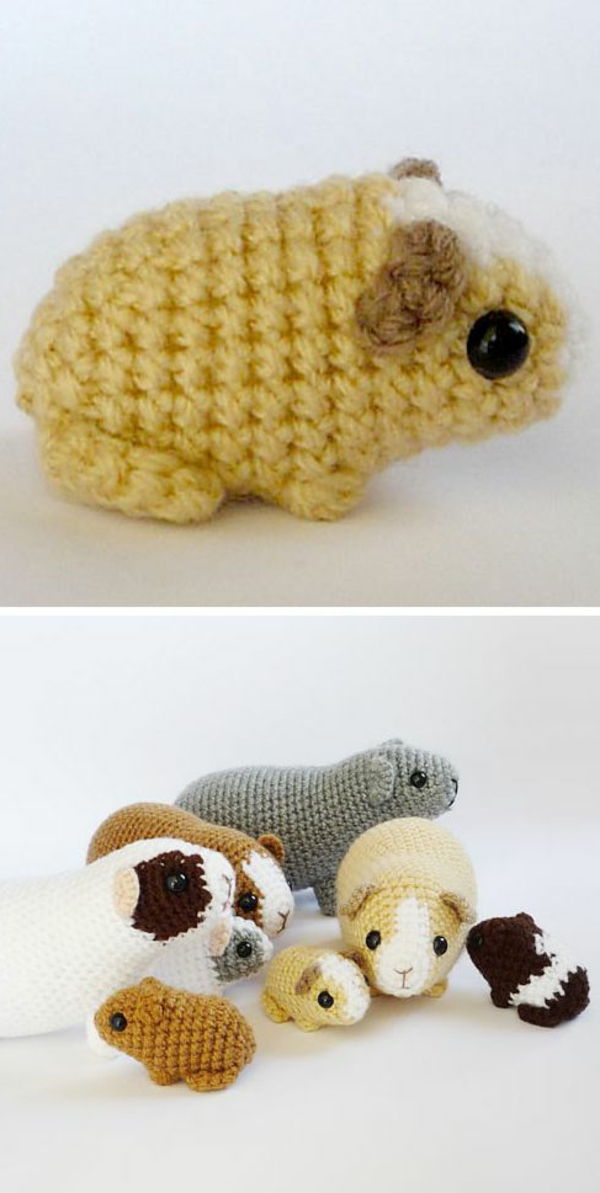 a-bela-amarelo-hamster-e-um-família-de-crochet-hamster