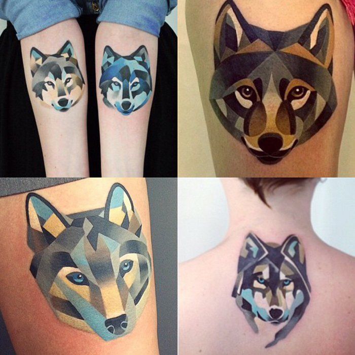 geometriske tatovering maler Wolf Tegning